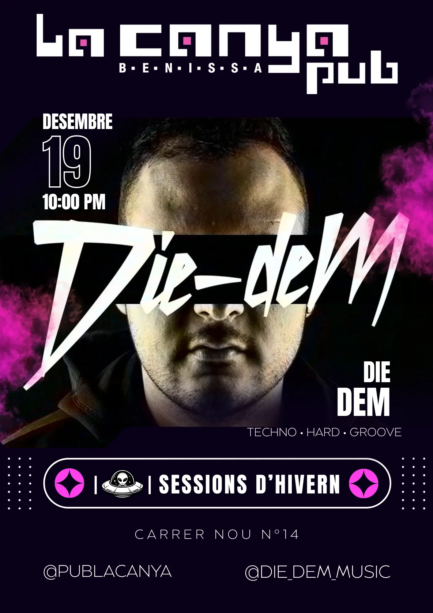 Black And Pink Neon Futuristic Party DJ Flyer